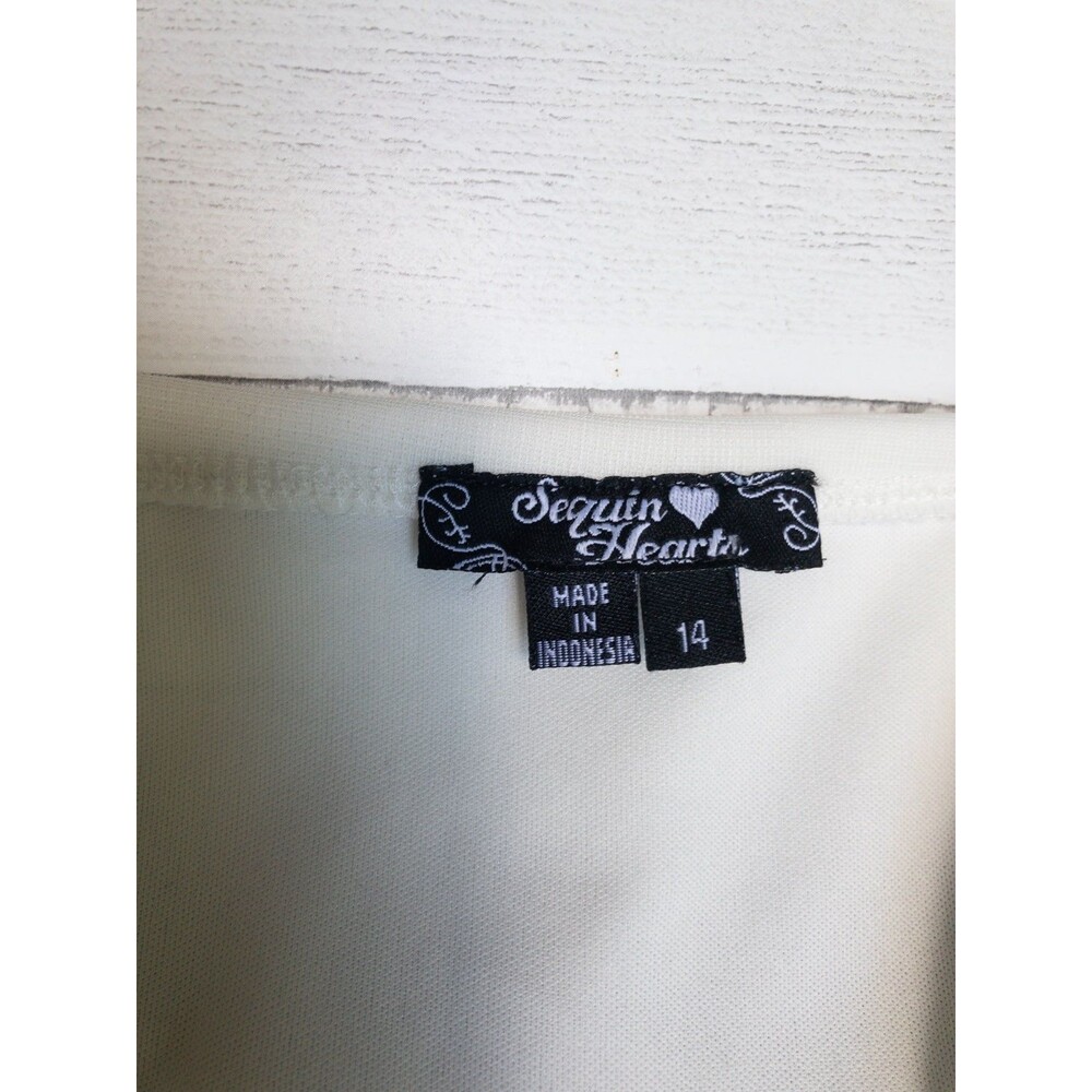White Sequin Hearts Dress (Size 14 Girls) - Picture 2 of 3